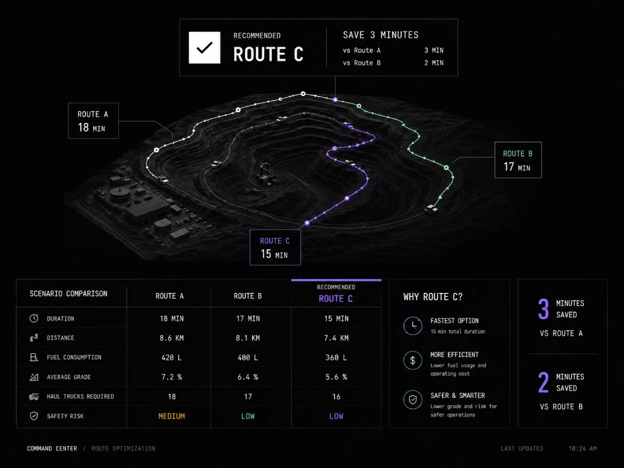 Mine operation simulation view